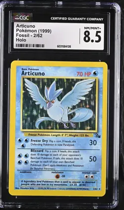 CGC 8.5 Articuno 1999 Fossil 2/62 Holo Pokemon Card psa - Image 1