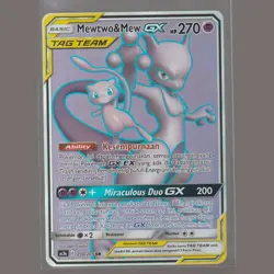 NM-M Mewtwo & Mew GX 097/094 Miracle Twins FA 2019 Indonesian Card Graded - Image 3