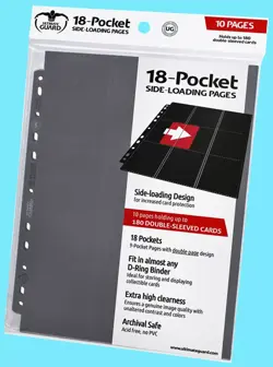 10 ULTIMATE GUARD 18-POCKET GREY Card Pages Side Loading Storage Sheets Binder - Image 1
