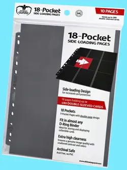 10 ULTIMATE GUARD 18-POCKET GREY Card Pages Side Loading Storage Sheets Binder - Image 2