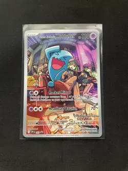 Team Rocket's Wobbuffet 203 SVP Pokemon Center Stamped Promo Pokemon Card NM/M - Image 1