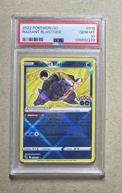 2022 Pokemon Go Radiant Blastoise Holo Card #018 PSA 10 - Image 1