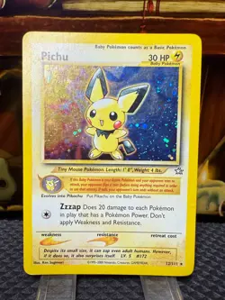 PokÃ©mon Pichu TCG Neo Genesis Holo Card 12/111 Unlimited Holo Rare - Image 1