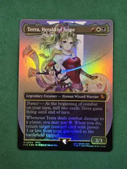MTG Terra, Herald of Hope (Borderless) Foil Final Fantasy *Damaged* Crimp - Image 1