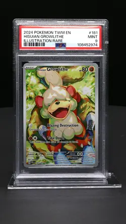 PSA 9 MINT Hisuian Growlithe #181 - 2024 Pokemon SV Twilight Masquerade - Image 1