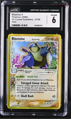 CGC 6EX/NM Pokemon 2006 Blastoise Delta Species EX Crystal Guardians Holo #2/100 - Image 1