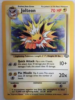HOLO Jolteon 4/64 NM - RARE 1999 Jungle Set Pokemon Card - $2 Combined Shipping - Image 8