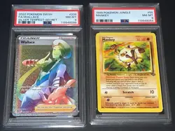 2 PSA Graded Pokemon Cards Mankey Jungle 8 NM-MT Wallace Silver Tempest 8 - Image 1