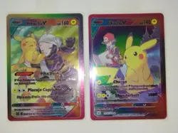 Pokemon Pikachu V Lot of 2 Cards Fan Art Rainbow Holo - Image 2