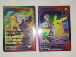 Pokemon Pikachu V Lot of 2 Cards Fan Art Rainbow Holo - Image 8