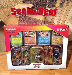 Pokemon TCG Scarlet Violet 151 Costco 5 Mini Tin Bundle + Promo Cards - Image 1
