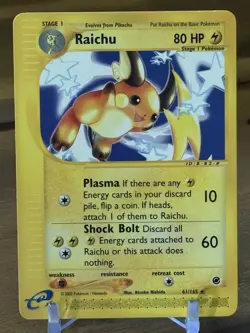 Pokémon TCG Raichu Expedition Base Set 61/165 Regular Rare LP - Image 1